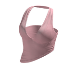 Halter Neck Top Pink Hem Baddie Knot Tee Shirt Y2K