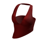 Halter Neck Top Red Hem Baddie Knot Tee Shirt Y2K