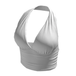 Halter Neck Top White Hem Baddie Knot Tee Shirt