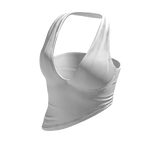 Halter Neck Top White Hem Baddie Knot Tee Shirt