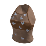 Halter Top with Butterfly Print (Brown)