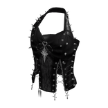 Halter Top with Stars and Front Tie (Black)