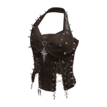 Halter Top with Stars and Front Tie (Brown)