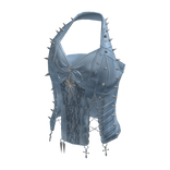 Halter Top with Stars and Front Tie (Light Blue)