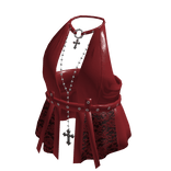 Halter Top with Waist Tie (Red)