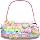 harajuku decora pastel pink bubblegum ruffle purse