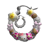Hawaiian hello Kitty Junk Earrings SIlver