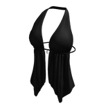 Hem Halter Neck Top Black Y2K Baddie Tee Shirt