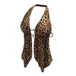 Hem Halter Neck Top Leopard Y2K Baddie Tee Shirt