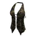 Hem Halter Top Camo Green Y2K Baddie Tee Shirt