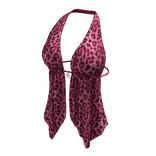 Hem Halter Top Leopard Pink Y2K Baddie Tee Shirt