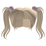 high pigtails with pom poms in blonde