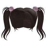 high pigtails with pom poms in brown