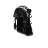 Hime Cut Lace Bonnet Hair - Black