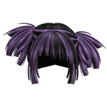 Hime Cut Tilted Pigtails (Black and Purple)