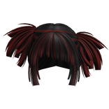 Hime Cut Tilted Pigtails (Black and Red)