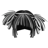 Hime Cut Tilted Pigtails (Black and White)