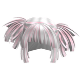 Hime Cut Tilted Pigtails (White and Pink)