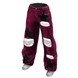 Hot Pink Distressed Baggy Stars Jeans