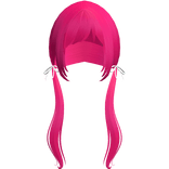 Hot Pink Pigtails Bows Long W Bangs