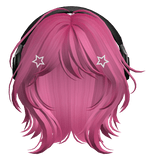 Hot Pink Short Wolf Cut Hair with Headphones