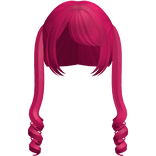 Hot Pink Twin Swirly Curls W Bangs