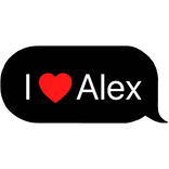 i heart Alex text message bubble