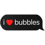 i heart bubbles text