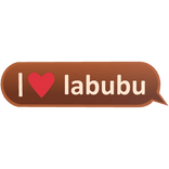 I heart labubu glowing text bubble brown version