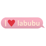 I heart labubu glowing text bubble pink version