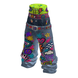 iBLOX - Blue Graffiti Layered Waist Sagging Jeans