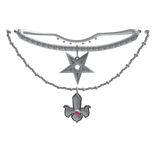 Iced Pentagram & Pink Gem Cross Stack