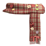 ♡ Igari Winter Heart Plaid Printed Button Scarf