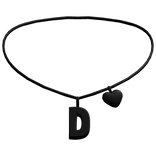 ♡ initial D heart necklace in black (3.0)