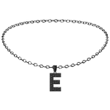 ♡: initial E studded chain necklace in black