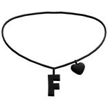♡ initial F heart necklace in black (3.0)