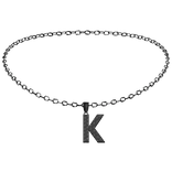 ♡: initial K studded chain necklace in black