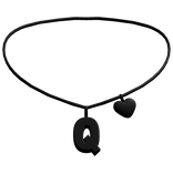 ♡ initial Q heart necklace in black