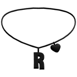 ♡ initial R heart necklace in black (3.0)