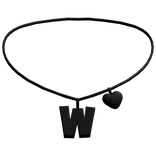 ♡ initial W heart necklace in black