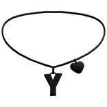 ♡ initial Y heart necklace in black