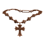 -',ৎ Jeweled Goth Y2K Cross Necklace in Brown