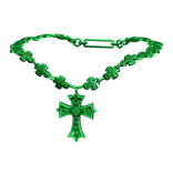 -',ৎ Jeweled Goth Y2K Cross Necklace in Green