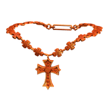 -',ৎ Jeweled Goth Y2K Cross Necklace in Orange