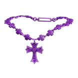 -',ৎ Jeweled Goth Y2K Cross Necklace in Purple