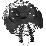 jewelry ribbon lolita canotier w lace in black