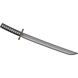 Katana Cartoon Anime Trendy Sword Outlined Black