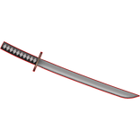 Katana Cartoon Anime Trendy Sword Outlined Red