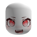 Kawaii Anime Face with Red Eyes Laughing