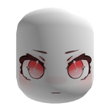 Kawaii Anime Face with Red Eyes Serious Angry